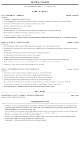 The sections are neatly placed and spaced. Electrical Project Manager Resume Sample Mintresume
