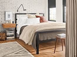 Parsons Bed With Linear Wall Mounted Nightstand Room Board