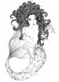 Black And White Mermaid Sketch Mermaid Pen Sketch Monique Muller Drawings Pen Sketch Art Class