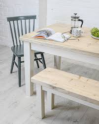 This 4 seater with bench table comes in a rectangular shape with material: Tapered Leg Dining Table With Reclaimed Wood Top Made In The Cellar