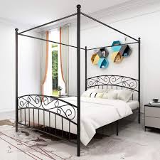 Easy diy canopy bed frame. Buy Jurmerry Metal Canopy Bed Frame With Ornate European Style Headboard Footboard Sturdy Steel Easy Diy Assembly All Parts Included Queen Black Online In Poland B07tscs24r