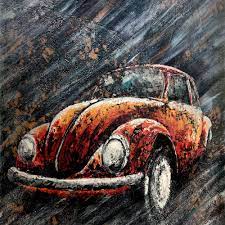 Vintage Car Painting On Canvas Wall Art Creative Abstract Acrylic Painting 3d Texture Classic Cars For Modern Vintage Car Painting Car Painting Canvas Painting