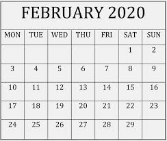 Large Print Blank Calendar February 2020 In 2020 Calendar Word Printable Calendar Template Calendar Template