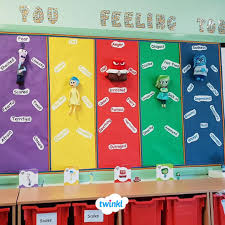 Amazing How Are You Feeling Today Display Wall We Love This Display Based On The Film Inside Classroom Wall Displays Disney Classroom Interactive Classroom