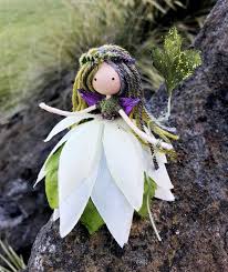 Fairy Doll Green White Flower Fairy Figurine Bendy Doll Etsy Flower Fairy Fairy Dolls Flower Fairies