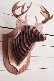 Wooden Deer Head 3d Animal Head Wall Hanging Christmas Wood Sculpture Wood Deer Wall Decor Cardboar Cardboard Animal Head Animal Head Wall Hanging Animal Heads