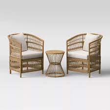 Mulberry 3pc Patio Chat Set Natural Threshold Patio Furniture Sets Wicker Patio Chairs Conversation Set Patio