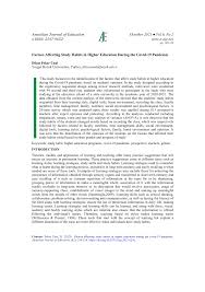 PDF) Factors Affecting Study Habits in Higher Education During the Covid-19  Pandemic