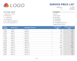 Printable Price List Template For Excel