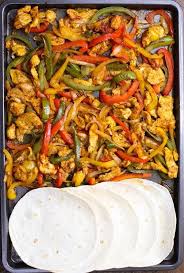 Sheet Pan Chicken Fajita One Of The Easiest Healthy Dinner Recipes Yellow Red And Green Peppers Sliced Onions A Chicken Fajitas Oven Recipes Fajita Recipe