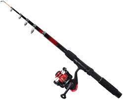 Amazon Com Telescoping Fishing Rod 2m 6 Sections W Black Red Casting Spinning Reel Sports Outdoors
