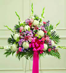 Send flowers baskets for funerals with flowers station, your london florist. Pastel Sympathy Standing Basket Avas Flowers