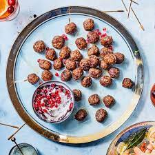 Turkish Spiced Meatballs With Pomegranate Yogurt Sauce Recipe Hot Appetizers Best Thanksgiving Appetizers Thanksgiving Appetizer Recipes