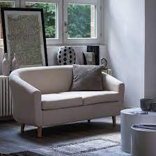 Moerteens Sofa Little 2 Seater Beige Woven Fabric 140x74x74 Cm Sofa Zweisitzer Sofa Einzelsofas