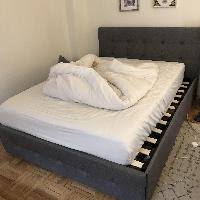 And the structure of the bed frame consist of solid douglas fir for a solid foundation and durability. Houchins Upholstered Storage Platform Bed Aptdeco