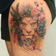 Lion With A Mane Of Flowers Original Painting By Pixie Cold Tattoo Liontattoo Flowertattoo Floraltattoo With Images Tattoos Lion Tattoo Flower Tattoos