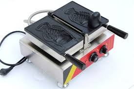 Korean Style Taiyaki Ice Cream Cone Machine Single Head Open Mounth Fish Waffle Maker Stainless Steel With Th Waffles Maker Home Appliances Electronic Products
