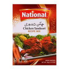 To marinate the chicken for the chicken tikka masala, in a mixing bowl, combine yogurt, cumin powder, coriander powder, turmeric powder, ginger, garlic, chili powder, kasuri methi, and salt along with the chicken. National Chicken Tandoori Masala Mix 50gm Lootloo