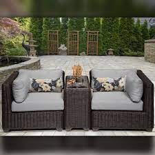 Delacora Tkc Dpf Ven03b Venice Outdoor 3 Piece Conversation Set Includes End T Gray Outdoor Wicker Furniture Wicker Patio Furniture Set Patio Furniture Sets