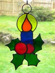 Stained Glass Christmas Candle Suncatcher Stained Glass Christmas Stained Glass Diy Stained Glass