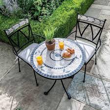 Luxury modern and contemporary outdoor sofas. Buy Sunbury Metal Round Garden Bistro Set Mosaic 2 Seats Online At Cherry Lane
