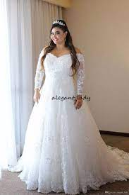 Discount Plus Size Wedding Dresses With Long Sleeve 2018 Modest Luxury Lace Beaded V Neck Corset Lace Up Outdoor Country Garden Bridal Dress Dress Dresses From Vestidos De Noiva Plus