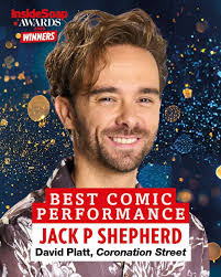 He's done it! #Corrie's Jack P Shepherd is your winner for Best Comic  Performance at the Inside Soap Awards 2025. Thanks for all the laughs,  Jack! 👏