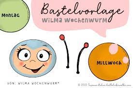 Ein kostenloses ausmalbild zum thema wochentage. Bastelvorlage Wilma Wochenwurm Hallo Liebe Wolke