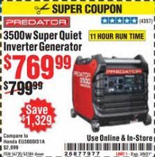 Was previously considering a similar champion model for an additional $150. Harbor Freight Tools Coupon Database Free Coupons 25 Percent Off Coupons Toolbox Coupons Predator 3500 Watt Super Quiet Inverter Generator