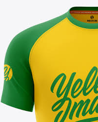 Download Men S Raglan Pocket T Shirt Front View In Apparel Mockups On Yellow Images Object Mockups PSD Mockup Templates