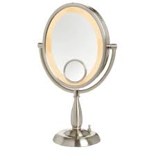 Jerdon 10x Lighted 10 In W X 17 5 In L Single Table Top Makeup Mirror In Nickel Hl9510n The Home Depot Find many great new & used options and get the best deals for gooseneck magnifying mirror with light 10x magnification bathroom vanity at the best online prices at ebay! jerdon