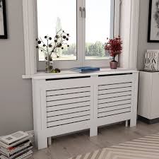 vidaxl cubierta para radiador mdf blanco 152x19x81 5 cm heizkorperverkleidung kuhlerabdeckung haus wohnzimmer