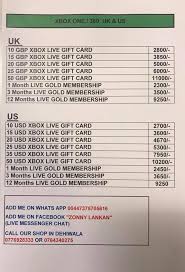 About 0% of these are business & promotional gifts, 0% are other gifts & crafts. Zonny Lankan Xbox One 360 Gift Cards Live Gold Facebook