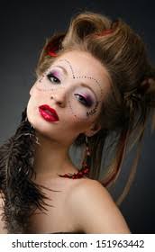 Portrait Fantastic Amazon Girl Creative Face-art Stock Photo 75795640