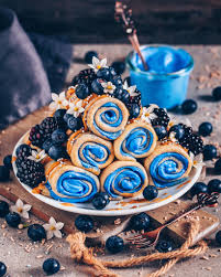 Vegan Crepes With Blue Coconut Cream Filling Vegan Crepes Pretty Food Yummy Food