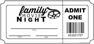 Family Movie Night Invitation Tickets Family Movie Night Printables Movie Night Tickets Movie Ticket Template