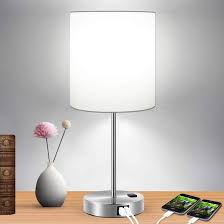 These tables include functional lamps or other amenities. Latitude Run Touch Control Table Lamp 3 Way Dimmable Lamp With 2 Fast Charging Usb Ports Power Outlet Bedside Lamp Nightstand Lamp Usb Lamp For Bedroom Living Room Office Daylight White Bulb