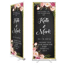 Chalkboard Floral Wedding Welcome Roll Up Banner Wedding Invitation Cards Personalised Wedding Banner Wedding Invitation Design