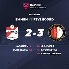 The last 5 times feyenoord have played fc emmen h2h there have been on average 4.6 goals scored per game. Emmen Vs Feyenoord Predictions Preview And Stats