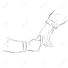Outline Hand Draw Sketch, Adult Hand And Baby Hand Stock Photo, Picture And  Royalty Free Image. Image 114974623.