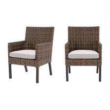 An outdoor living room can be every bit as inviting as an indoor space when you select the right outdoor sofas, chairs and accent tables. Hampton Bay Fernlake Taupe Wicker Outdoor Patio Stationary Dining Chair With Cushionguard Chalk White Cushions 2 Pack Yahoo Shopping
