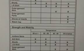 29 skillful army pt temp chart