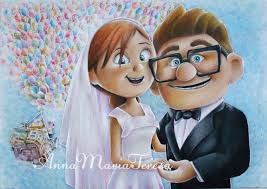Si sois unos apasionados de las flores, la decoración, las bodas y el buen gusto esta es vuestra. Carl Y Ellie Boda Impresion De Arte Movie Character Drawings Up Pixar Art Prints