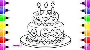 How To Draw A Birthday Cake Coloring Page For Kids Coloring Book For Children