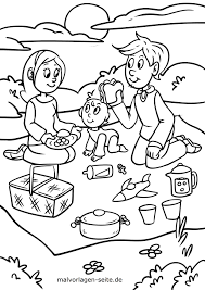 Keep your kids busy doing something fun and creative by printing out free coloring pages. Great Coloring Page Family Has A Picnic Free Coloring Pages