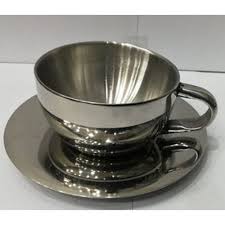 Product titlecup & saucer set glass tea coffee cup glass saucer 1. Silver Round Stainless Steel Cup Saucer Set Capacity 80 Ml Rs 200 Set Id 16686192733