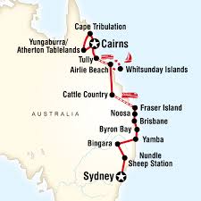 Map Of East Coast Encompassed Sydney To Cairns Cairns Australian Road Trip Coast Australia