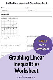 Free Graphing Linear Inequalities In Two Variables Algebra 1 Worksheet In 2020 Graphing Linear Inequalities Free Algebra Algebra Worksheets
