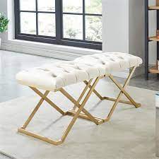 Find the perfect home furnishings at hayneedle, where you can buy online while you explore our room designs and curated looks for tips, ideas & inspiration to help you along the way. Nspire Velvet And Steel Decorative Bench 22 In Ivory Gold 401 404iv Rona