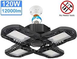 120w Garage Light New Four Leaf Tribright Deformable Led Garage Lights 12000 Lumen Quadruple Glow Led Garage In 2020 Led Garage Lights Garage Lighting Ceiling Lights